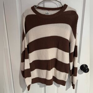 Hollister brown and white striped sweater